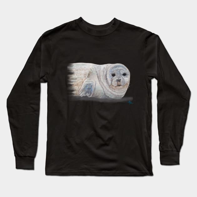 Snowy Seal Long Sleeve T-Shirt by ampomata